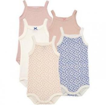 Petit Bateau 5er Set Baumwoll-Bodies für Babys mit Trägern 36M
