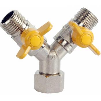 Valvola Commutante ½ Y Ottone – Sdoppiatore 3 Vie con Valvole di Intercettazione – Collegamento Acqua Soffione Braccio