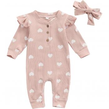 Vêtements Ma & Baby pour fille 0-18 mois, combinaison imprimée cœur, manches longues, automne-printemps, D35