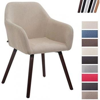 CLP Chaise de Salle à Manger ACHAT V2 Tissu Crème Pieds en Bois Noyer