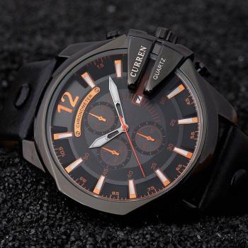 Reloj Curren 8176, Deportivo, Correa de Cuero, Esfera Grande
