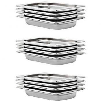 GN 1/4 Stainless Steel Containers Set of 12 40 mm