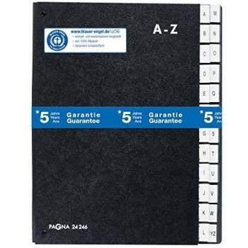 Pagna pour bureau – trieur extensible avec 24 compartiments pré-imprimés A-Z pour format A4 à onglets, noir