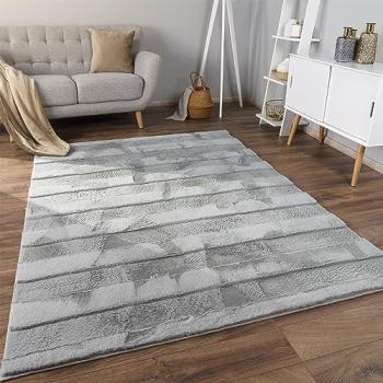 Tapis Chic Géométrique 3D Gris 160x220 cm