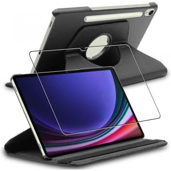 Galaxy Tab S9 5G ProGuard Housse – Rotation Totale 360°, Noir PU Cuir, Verre Trempé Intégré