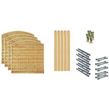 Dichtzaun TETZNER & JENTZSCH Madison 2, grün (grün, braun), H:180cm, Holz, Stahl, Zaunelemente, 4 Elemente, LxH: 765x180 cm