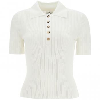 Courrèges White XS Polo with Ribbed Embroidery for Women