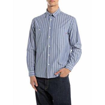 Camisa Yarn Dyed Azul Replay – Ajuste Relajado