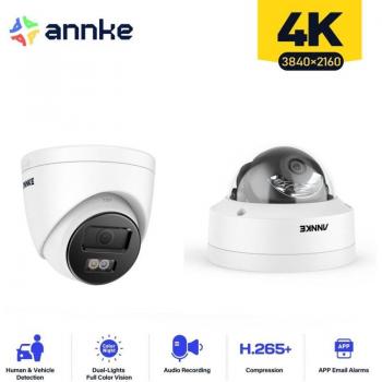 Annke Dual 4K Surveillance Cameras (Indoor/Outdoor) – Presence & Vehicle Detection, Remote Color Night Vision