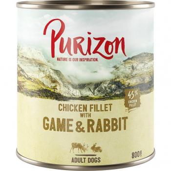 6x800g gibier, lapin, potiron, airelles Adult Purizon pour chien