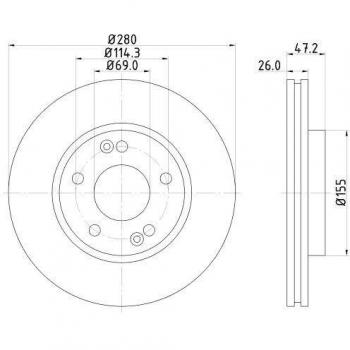 Brake Disc Hella 8DD 355 129-431