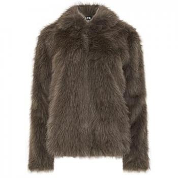 Long Tall Sally Dunkles Braun‑Faux‑Pelz‑Jacke