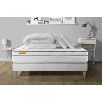 Pack Descanso Máximo – Cama 140x200 con Somier Láminas, 2 Almohadas y Edredón