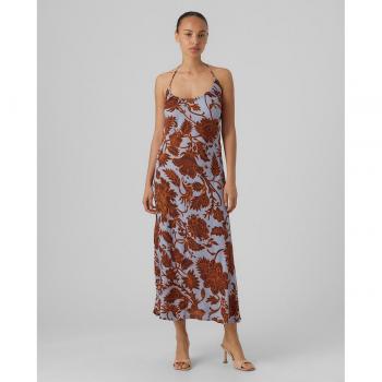 Vestido midi azul con detalle de nudo en el cuello Fatal