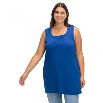 Sheego A-Linien-Top, Karree-Ausschnitt, mit Taschen, royalblau, Größe 50