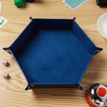 Folding Dice Storage Tray 23x23cm Hexagon PU Leather