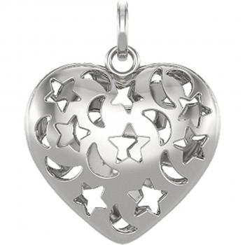 Radiant Moon Star Silver Pendant – 10 mm Rhodium Coating