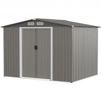 Abri de jardin en acier galvanisé 9,74m³ avec rampe et double porte