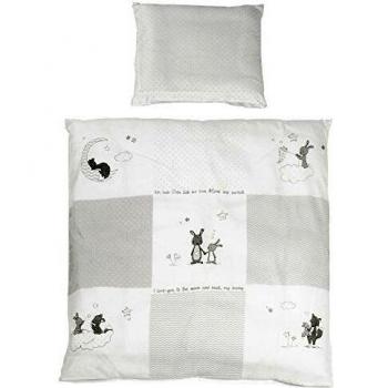 Roba Wiegenbettwäsche 2-tlg, Wiegenset Kollektion 'Fox & Bunny', Baby Bettwäsche 80x80