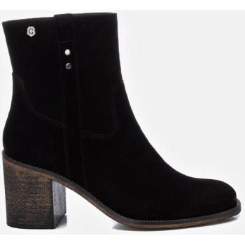 Botines de piel negra Carmela con cremallera para mujer
