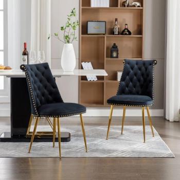 Sedie imbottite in velluto con gambe metalliche
