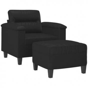 Fauteuil Noir 60 cm avec Repose-Pied en Similicuir