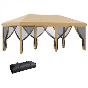 Beige 6x3m Pop Up Canopy Tent with 6 Sidewalls