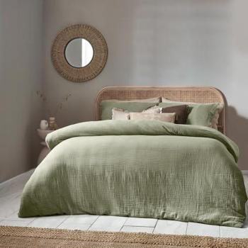 Yard Yard Eukalyptus‑Grün‑Muslin 100 % Baumwoll-Set für Bettdecke und Kopfkissen