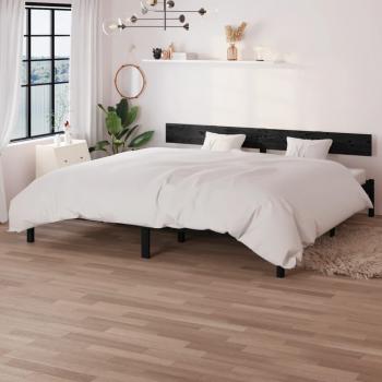 Cadre de lit en bois massif noir 180x200 cm sans matelas