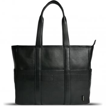 BTY City Commuter Tote – Genuine Leather, Waterproof, Light, Black