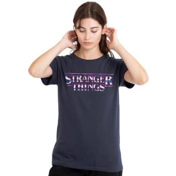 Stranger Things Metallic Logo T‑Top, Deep Navy, M