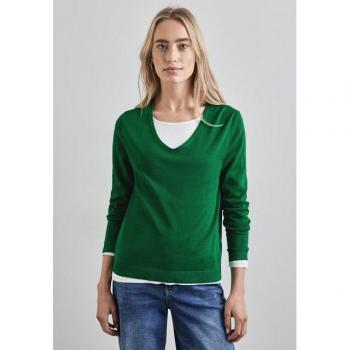 Unifarbenes Casual V‑Ausschnitt Shirt