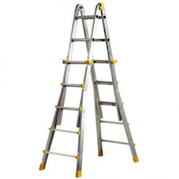Scala Telescopica 4+5 Gradini Modello Super In Acciaio Altezza Massima 430Cm Portata 150Kg Normativa Uni-En 131 1-2