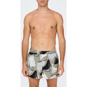 Only & Sons Todd Muster Badehose Herren grau