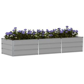 Vida XL Light Grey Heavy‑Duty Steel Planter – 94.49 × 31.50 × 17.72 in