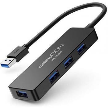 DeleyCON leistungsstarker Datenhub mit vier USB 3.0 Ports für effiziente Nutzung am Laptop