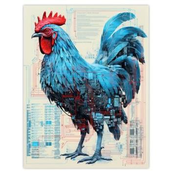 Secret Robotic Rooster Canvas