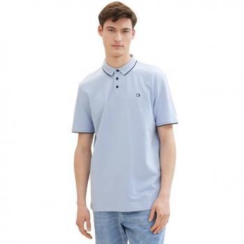 TOM TAILOR Poloshirt, Uni, mit Tipping, blau, Gr. M
