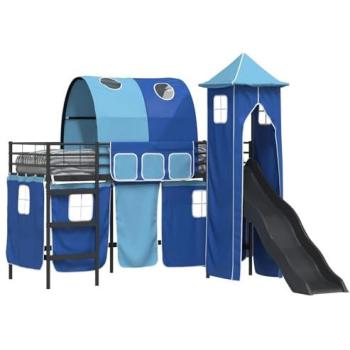 Loft Bed for Kids – Black & Blue Metal Frame 99.5×190 cm (vidaXL)