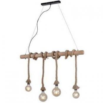 Vintage Paul Neuhaus Hanglamp Touw 4 Lichts E27 100 cm Bruin/Zwart