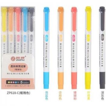 Zhipai Mini‑Lite Textmarker Pack – 5 Stück, Doppelgeleite Mildliner