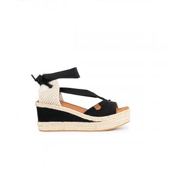 Zapatos de cuña Popa para mujer en serraje negro
