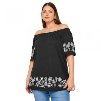 Top Brodé Bardot Coton Yours Curve