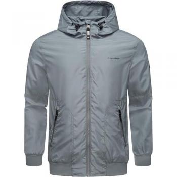 Stylische Herren Übergangsjacke mit großer Kapuze Stewie II in Grau, Größe XL