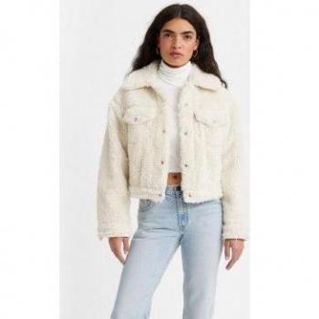 Giacca di Jeans Levi's Baby Bubble Sherpa Trucker Bianco Latte XS