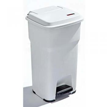Cestino per Rifiuti Rotho Hera 60 L con Pedale, Copertura Bianca – F800060