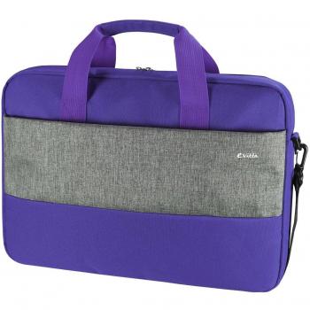 Maletín para Portátil e-Vitta Master 16 en Gris y Púrpura con Interior Acolchado, Bolsillo Exterior y Correa de Hombro