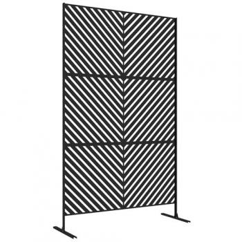 Paravent extérieur à motifs géométriques ajourés, acier noir, 122 × 45 × 198 cm