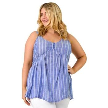 Curve Stripe Woven Button Vest – Roman Blue – Size 20