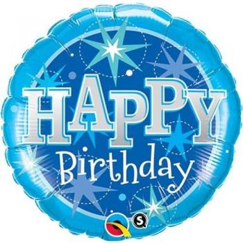Rosa-Blau Funkenflut 36 Happy Birthday Folienballon
